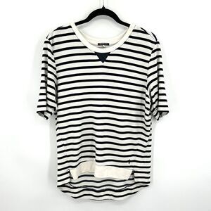 G-STAR Women's Black White Striped Short Sleeve Crew Neck Boxy Shirt Size Small